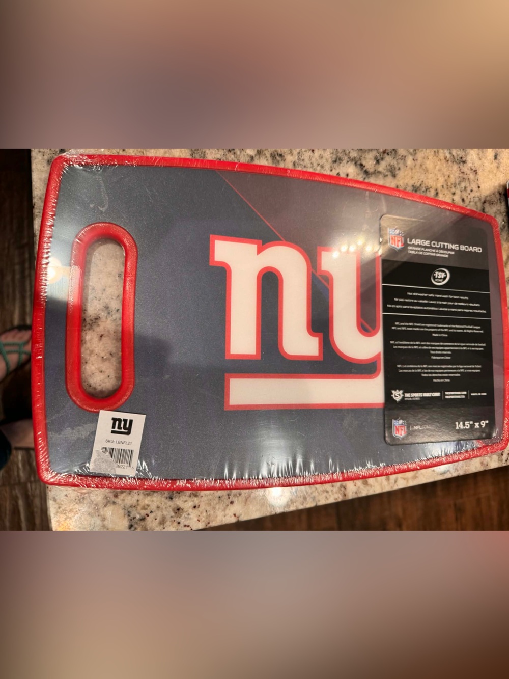 NFL New York Giants Navy and Red Cutting Board 14.5x9”